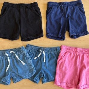 Lot Of 5 Toddler Girl's Size 4T Shorts - Carter’s - Blue, Navy, Pink, Black